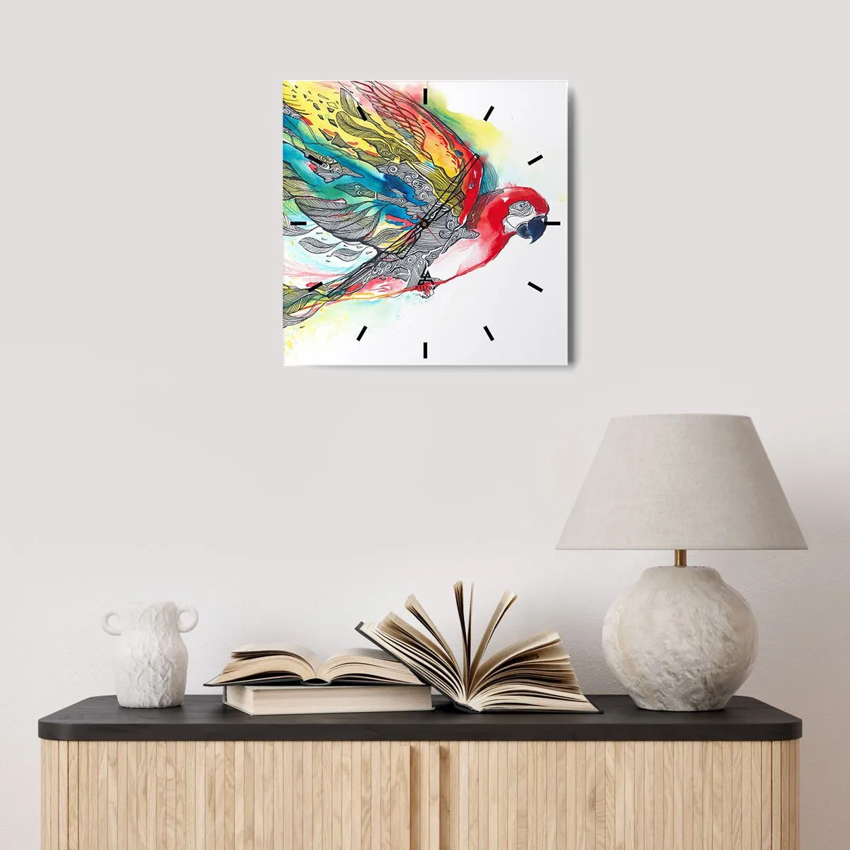 Relógio de parede - Relógio em vidro - Viva com cor - 30x30 cm