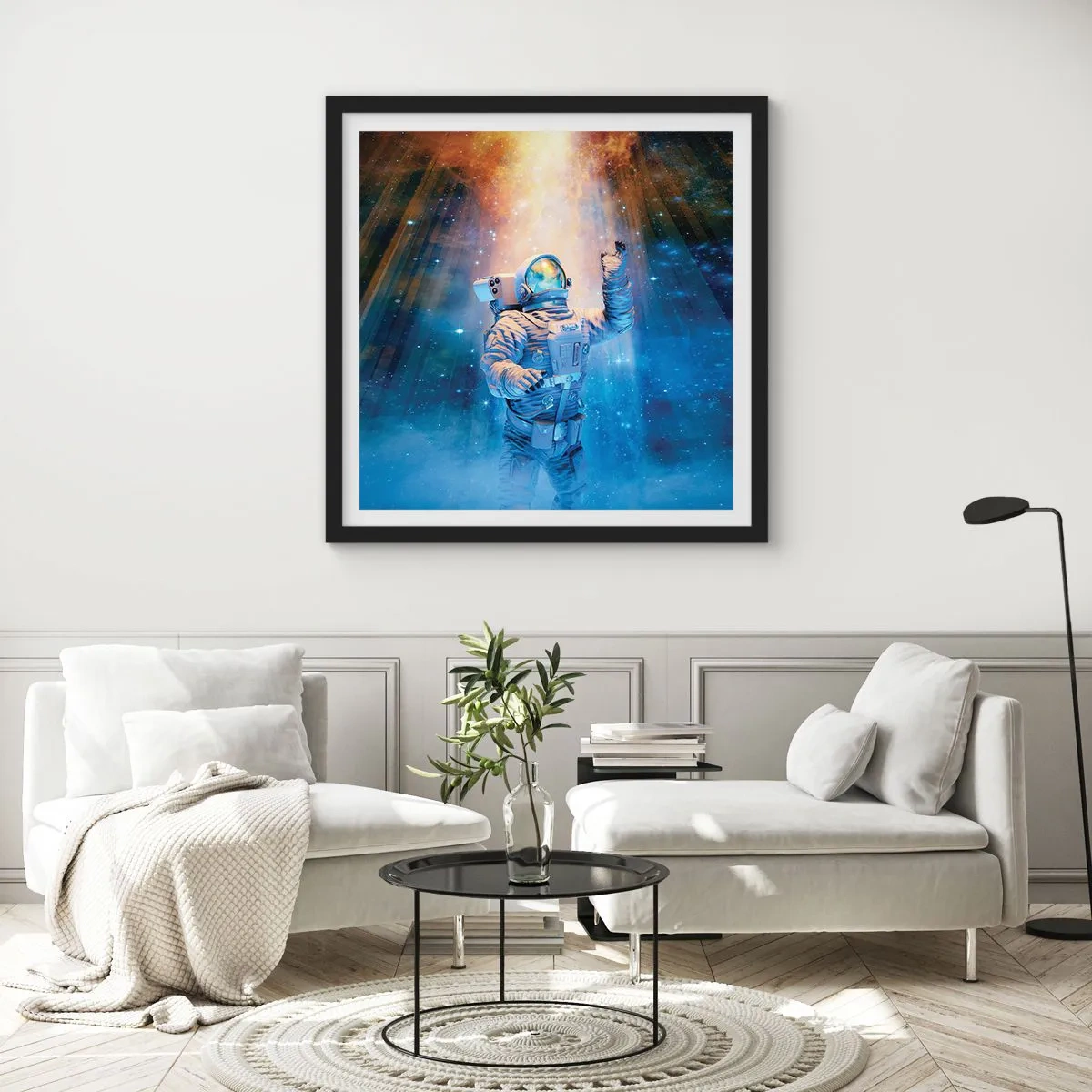 Pôster com moldura preta - Finalmente chegamos - 40x40 cm