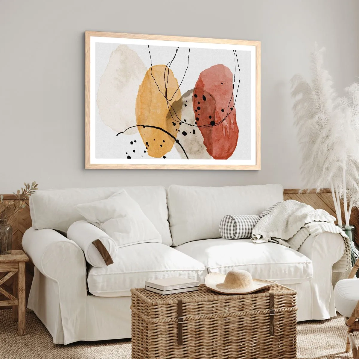 Pôster com moldura de carvalho claro - Como o ar leve e transparente - 100x70 cm