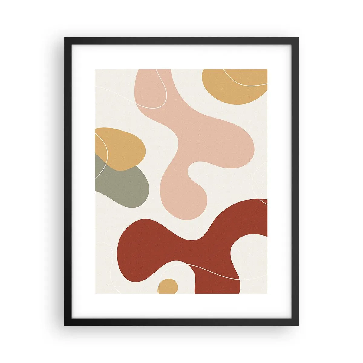 Pôster com moldura preta - Ziguezagues ornamentais - 40x50 cm