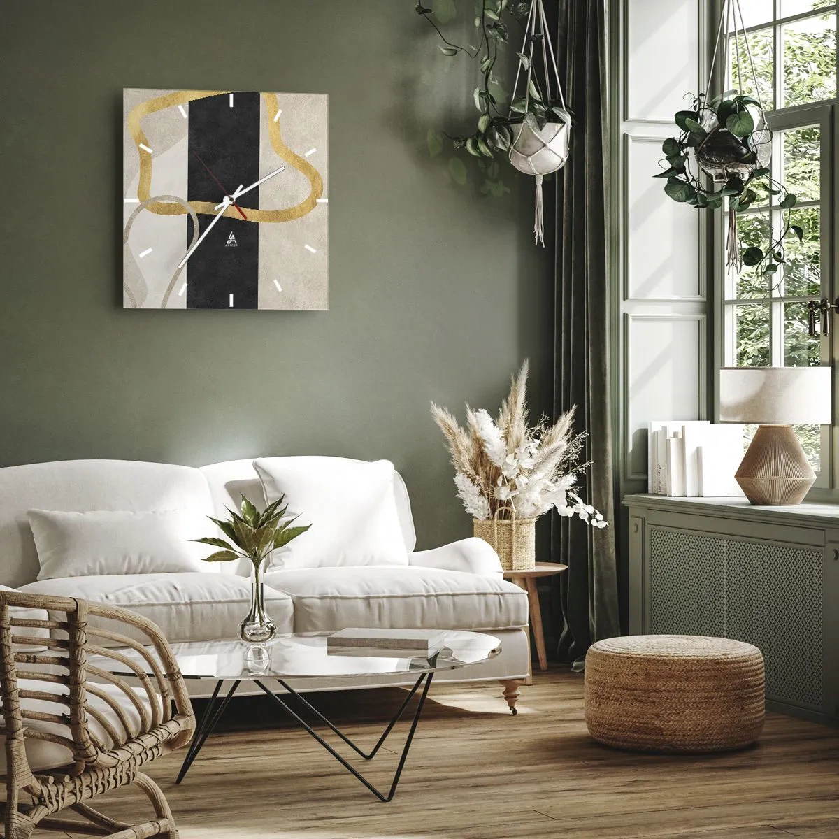 Relógio de parede - Relógio em vidro - Formas em loop - 30x30 cm