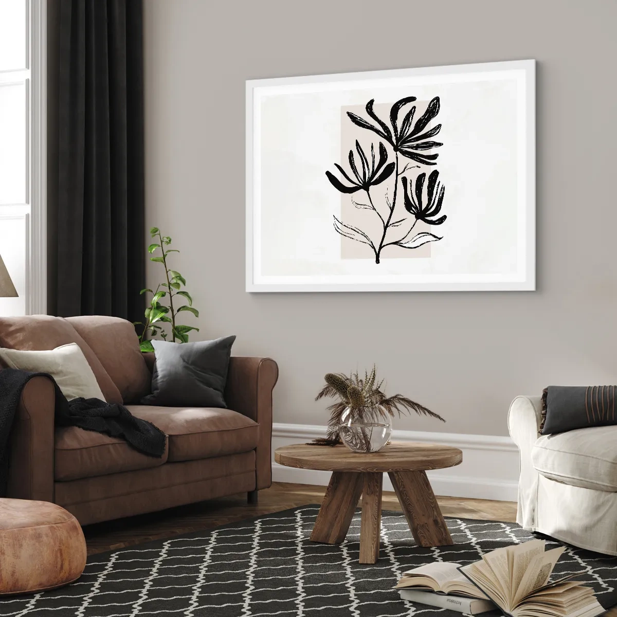 Pôster em moldura branca - Esboço para o herbário - 100x70 cm