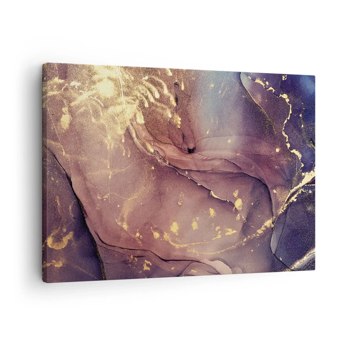 Quadro em tela - Composição abstrata com tons de dourado e roxo - 70x50cm - Matéria e espírito - Decoração de parede moderna para a sala de estar e quarto ARTTOR