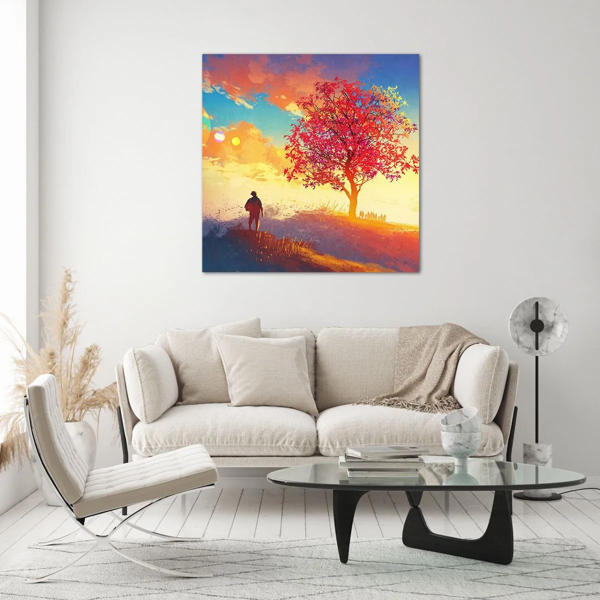 Quadro em vidro - O peregrino no seu destino - 50x50 cm