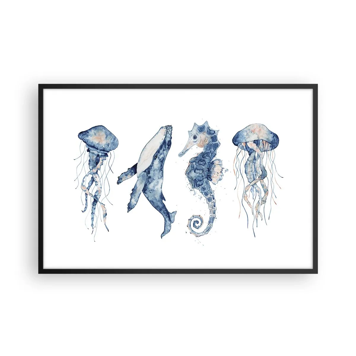 Pôster com moldura preta - Maravilhas do mar - 91x61 cm