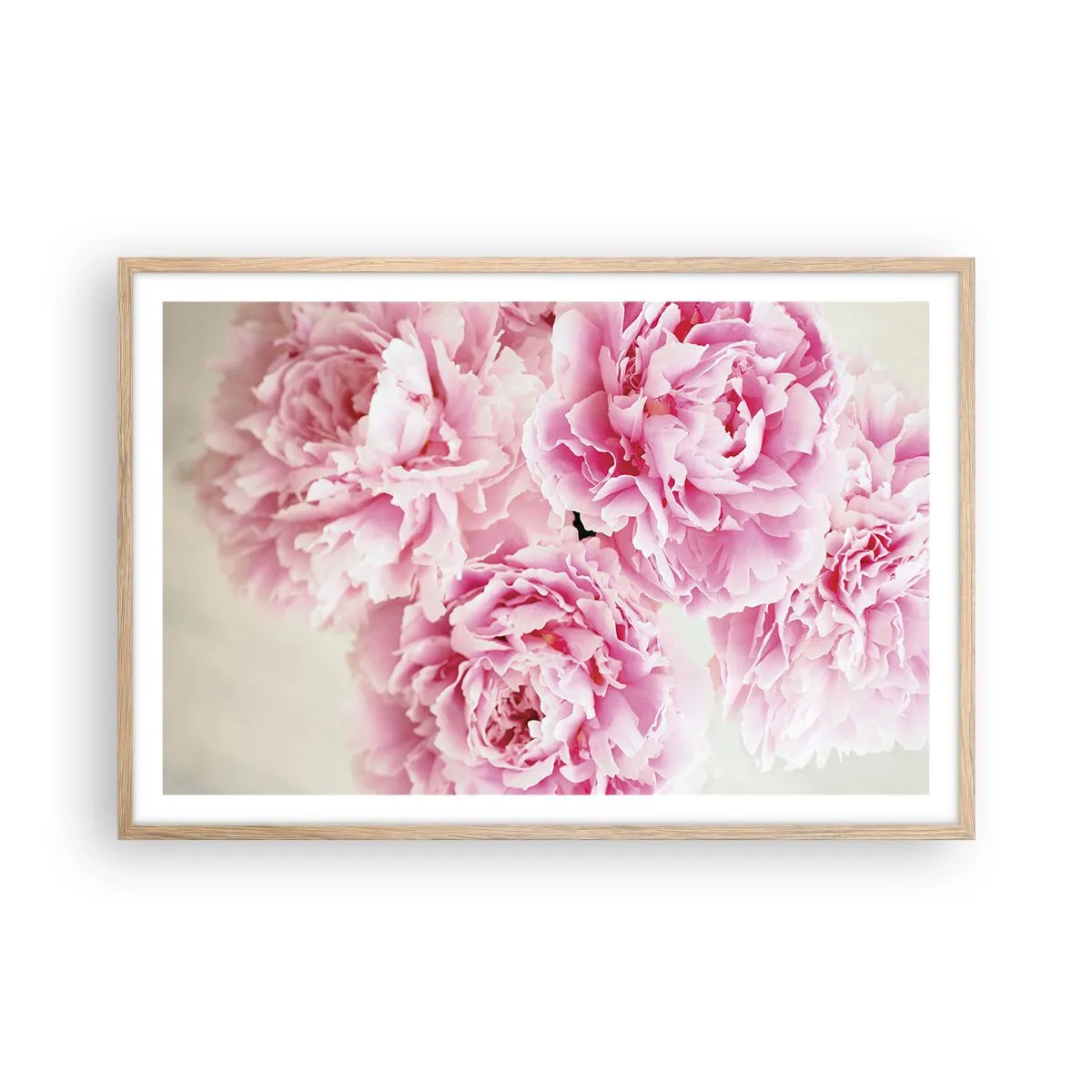 Pôster com moldura de carvalho claro - Em esplendor rosa - 91x61 cm