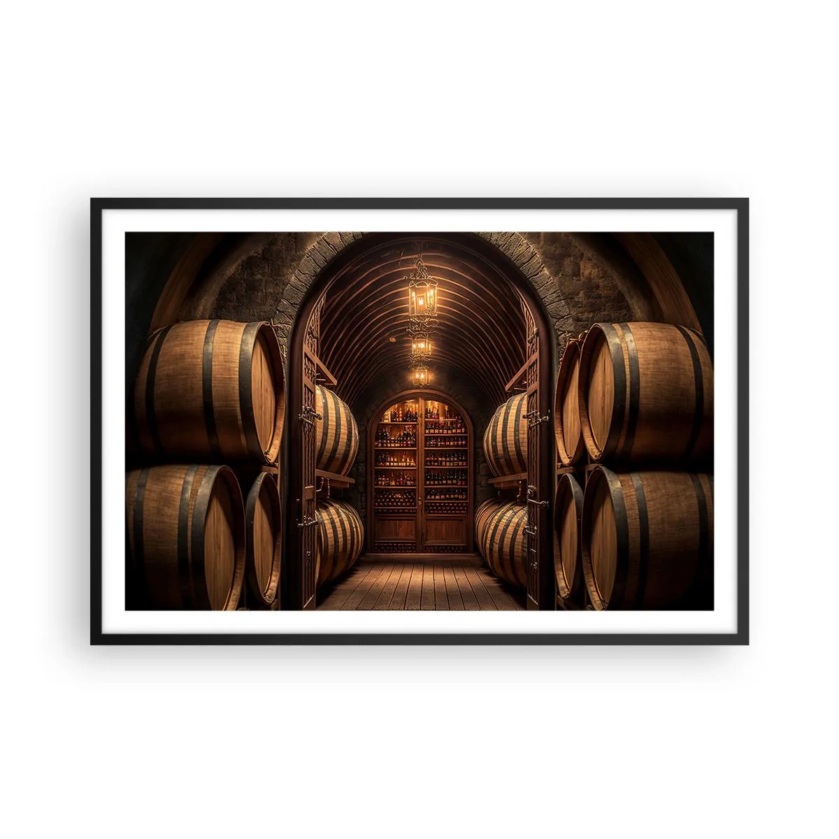 Pôster com moldura preta - Porão atmosférico - 91x61 cm