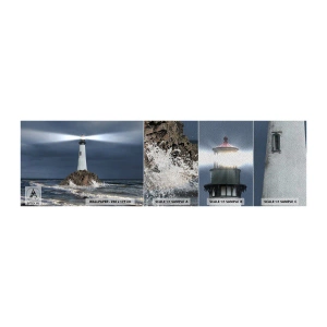 Amostra de papel de parede Premium Sand - Aqui... aqui... aqui! - Paisagem, Farol, Ilha - 100x30 cm
