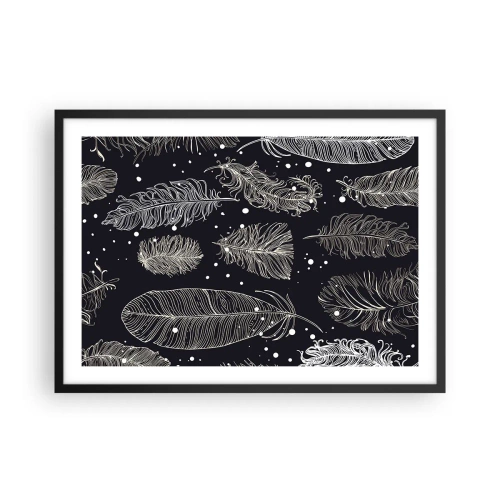 Pôster com moldura preta - Rendas de penas - 70x50 cm