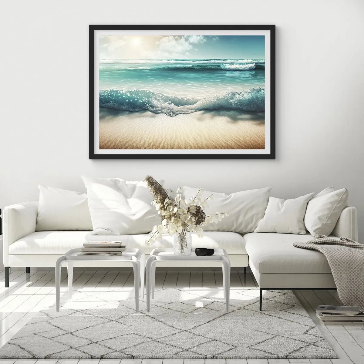 Pôster com moldura preta - A paz do oceano - 70x50 cm