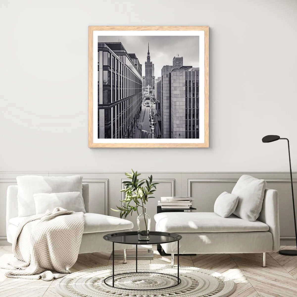 Pôster com moldura de carvalho claro - Vale de Varsóvia - 40x40 cm