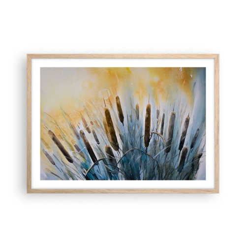 Pôster com moldura de carvalho claro - O frio da água, o calor do sol - 70x50 cm