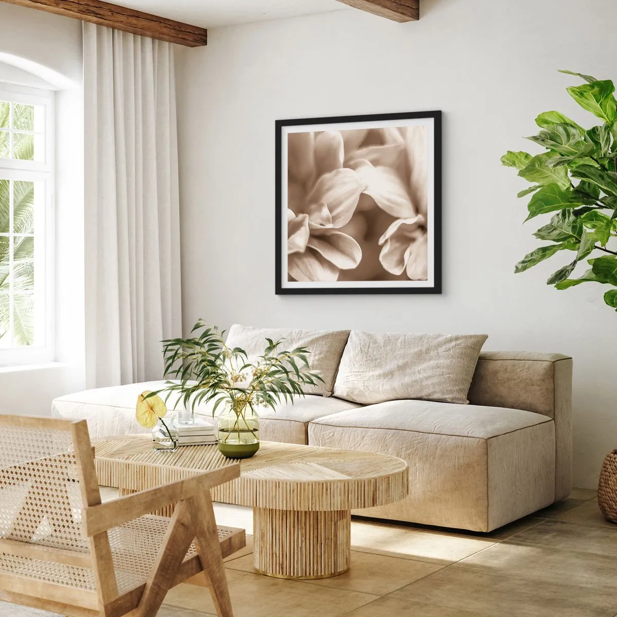 Pôster com moldura preta - Gentil como um sorriso - 60x60 cm