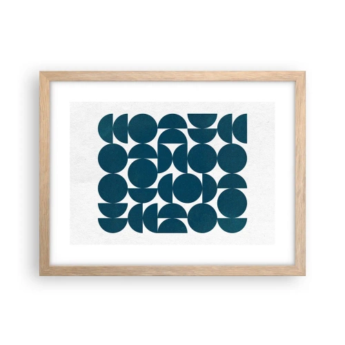 Pôster com moldura de carvalho claro - Círculos e semicírculos - 40x30 cm