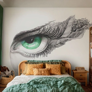 Papel de Parede Premium Canvas - Bonita e pronta para atacar - Abstração, Gráficos, Olho - 400x280 cm