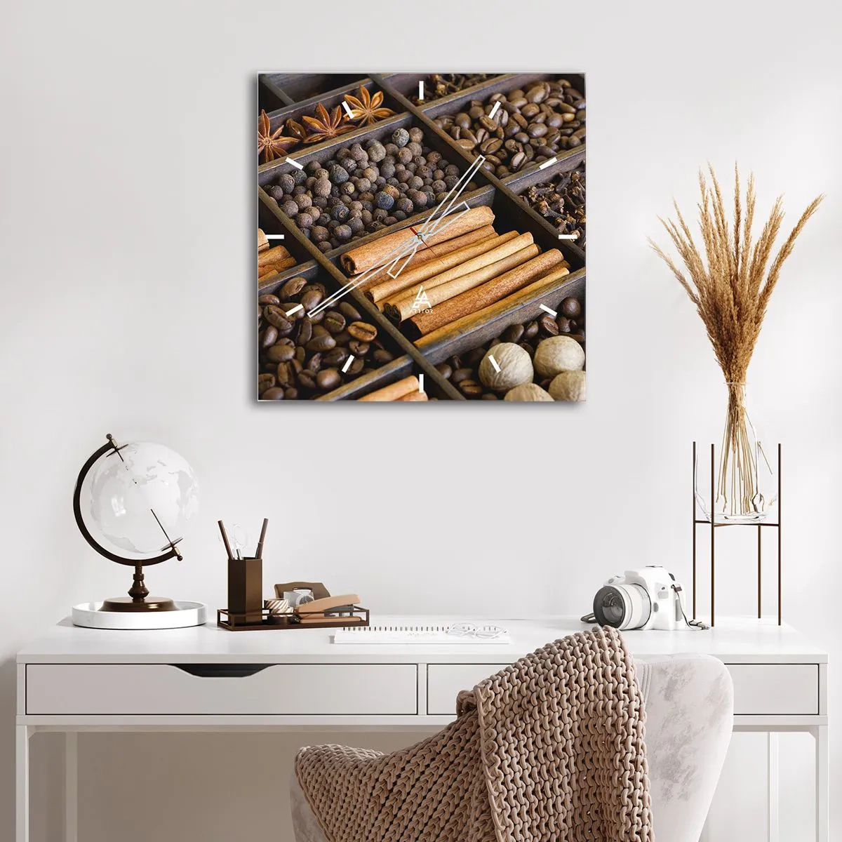 Relógio de parede - Relógio em vidro - Um tesouro de aromas - 30x30 cm