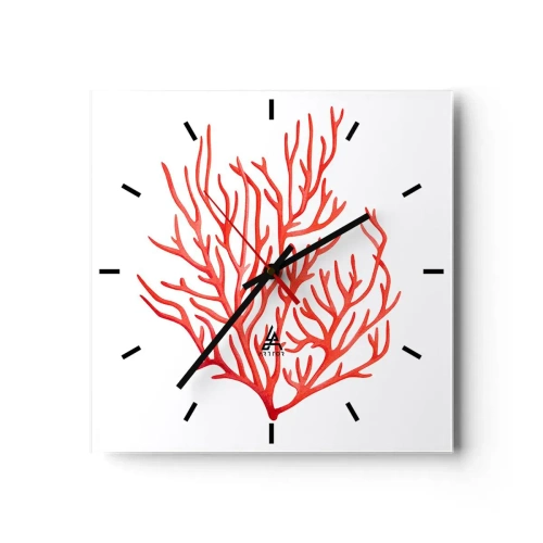 Relógio de parede - Relógio em vidro - Filigrana coral - 30x30 cm