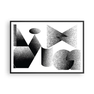 Pôster com moldura preta - Ângulos e ovais - 100x70 cm