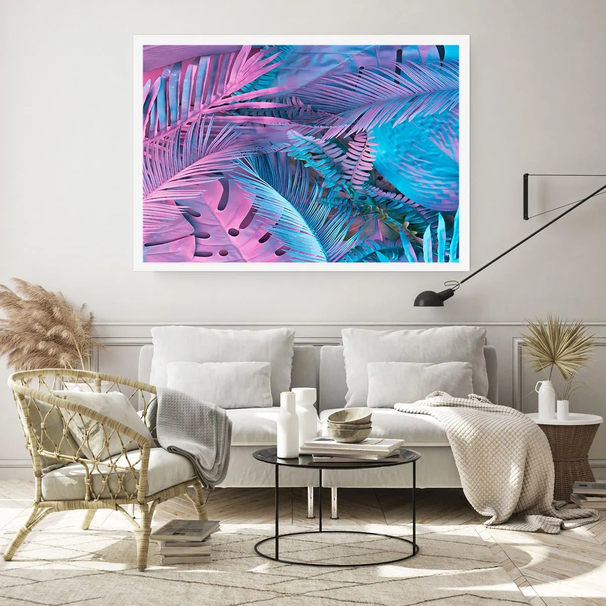 Pôster - Trópicos em rosa e azul - 50x40 cm
