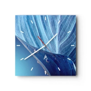 Relógio de parede - Relógio em vidro - Gotas escondidas no azul - 30x30 cm