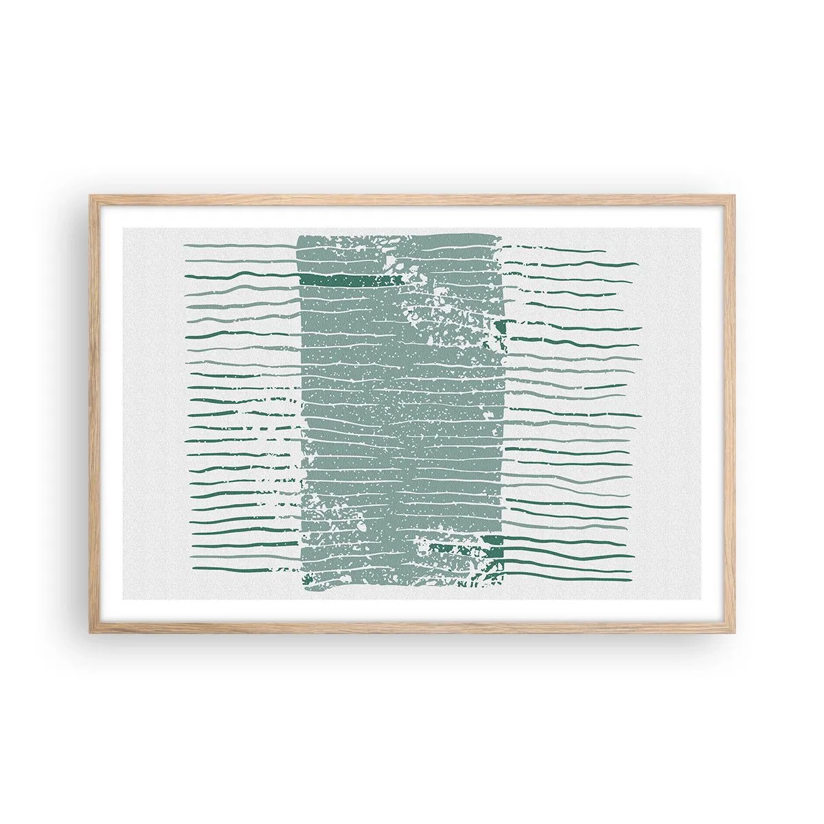 Pôster com moldura de carvalho claro - Abstração marinha - 91x61 cm