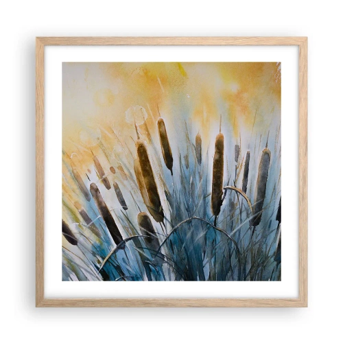 Pôster com moldura de carvalho claro - O frio da água, o calor do sol - 50x50 cm