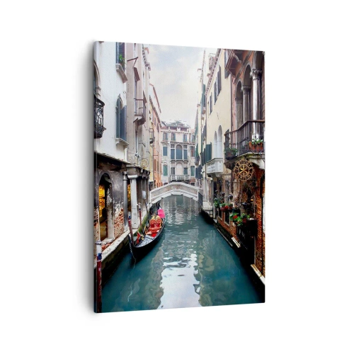 Quadro em tela - Paisagem veneziana com gôndola e ponte - 50x70 cm