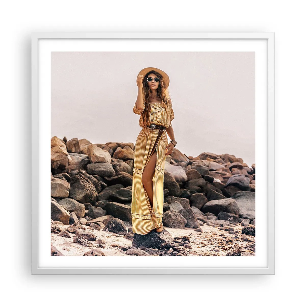 Pôster em moldura branca - A magia das pedras - 60x60 cm