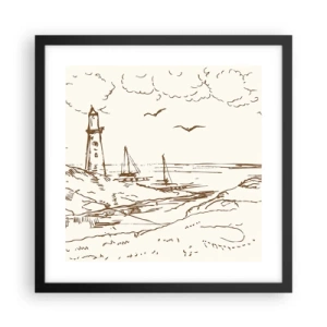 Pôster com moldura preta - Esboço das memórias do verão - 40x40 cm