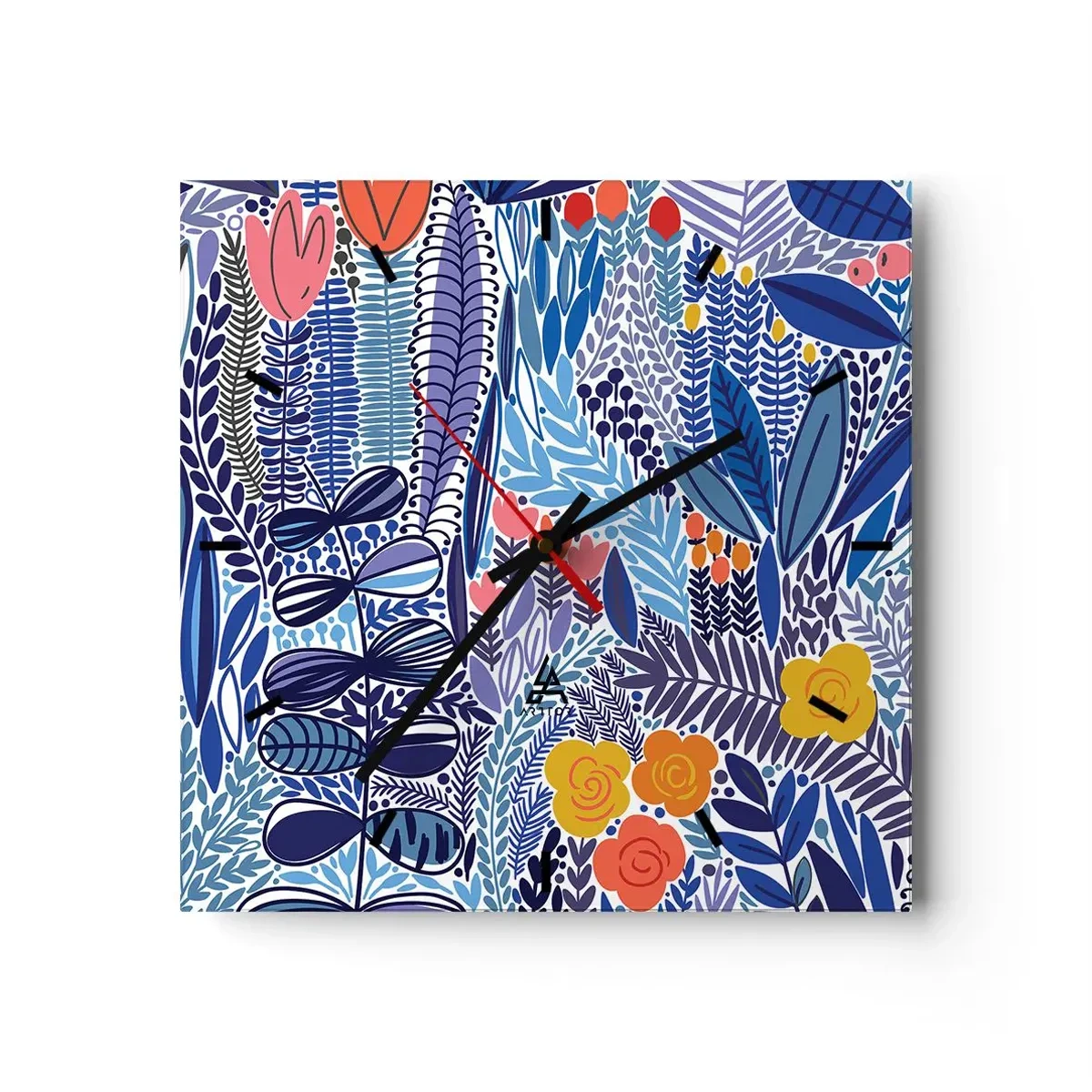 Relógio de parede - Relógio em vidro - Jardim Havaiano - 30x30 cm
