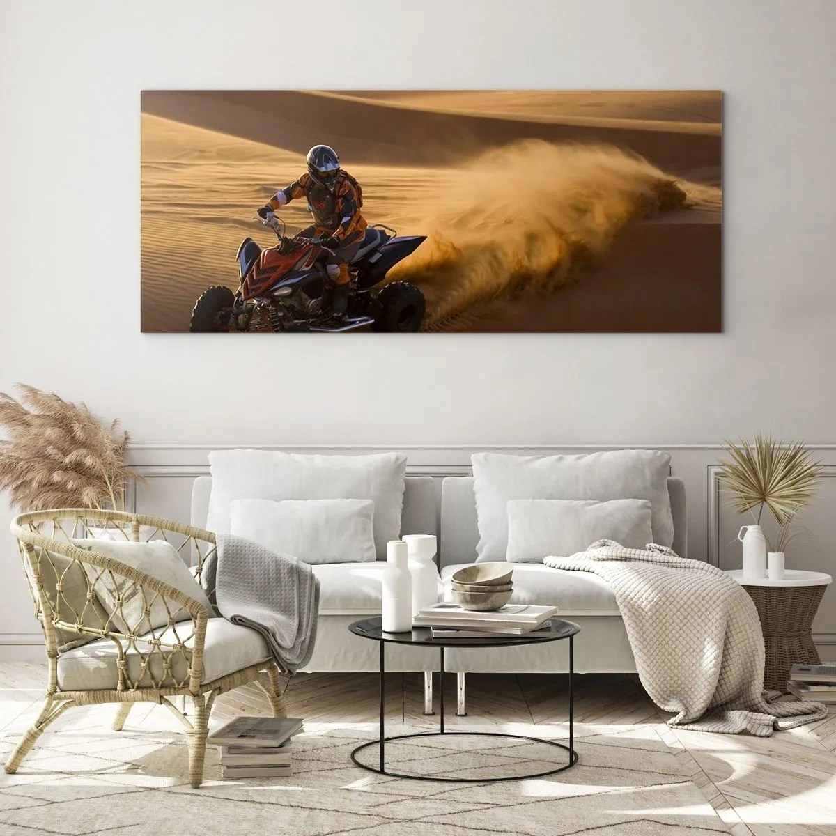 Quadro em vidro - Nas ondas de areia - 90x30 cm