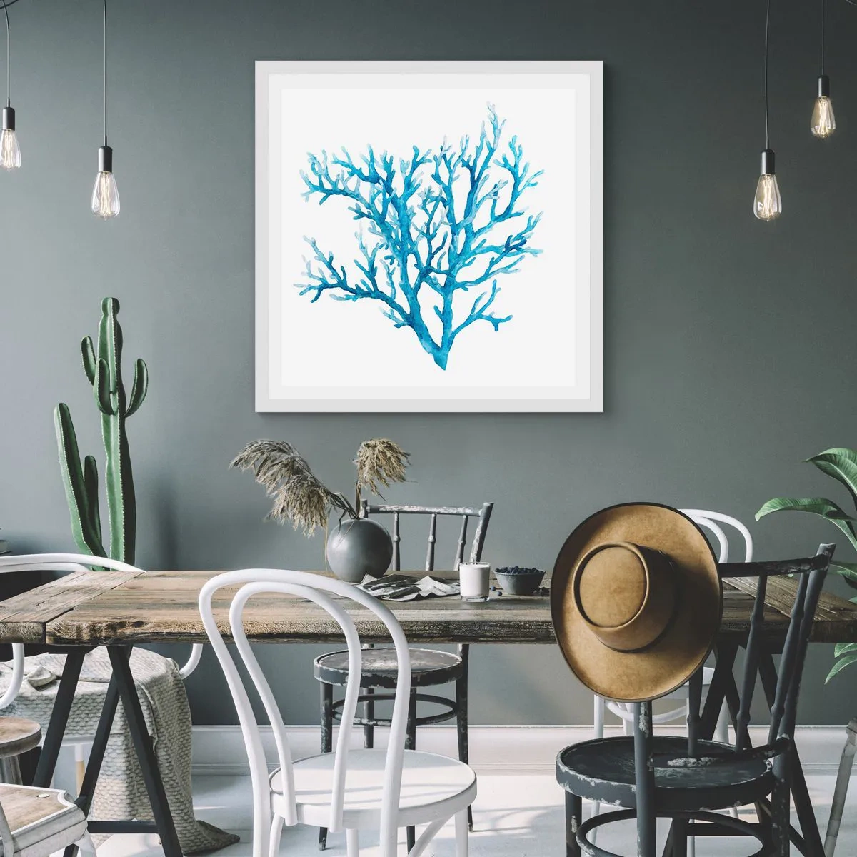 Pôster em moldura branca - Filigrana náutica - 30x30 cm