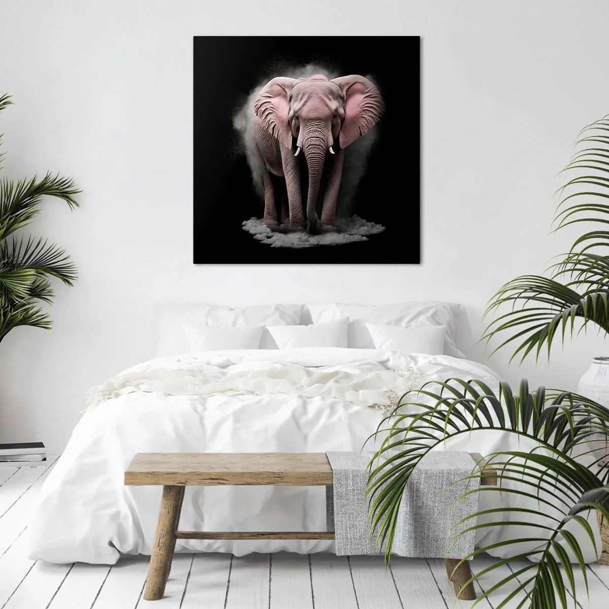 Quadro em tela - Não pense em um elefante rosa! - 60x60 cm