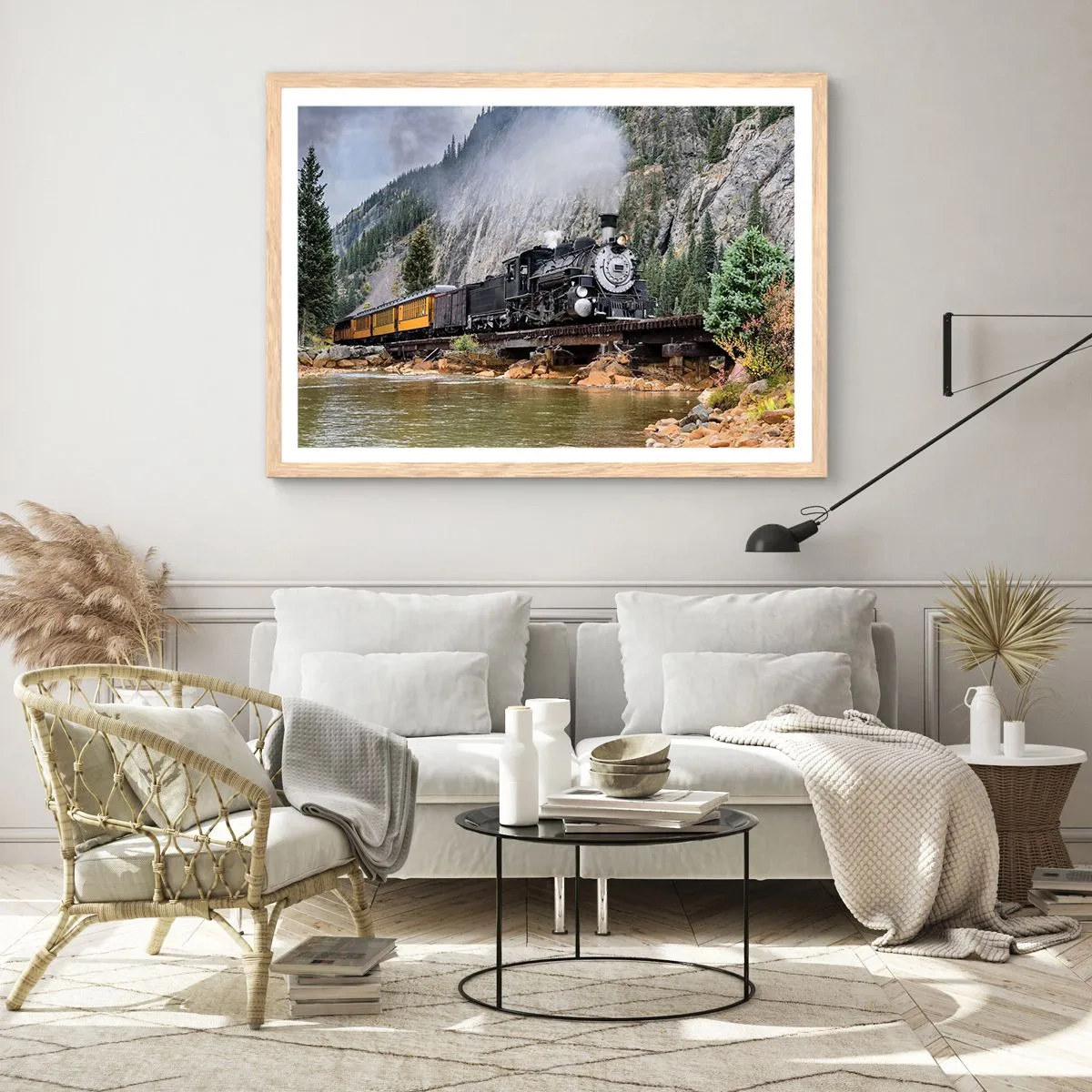 Pôster com moldura de carvalho claro - Para onde? Onde? - 100x70 cm