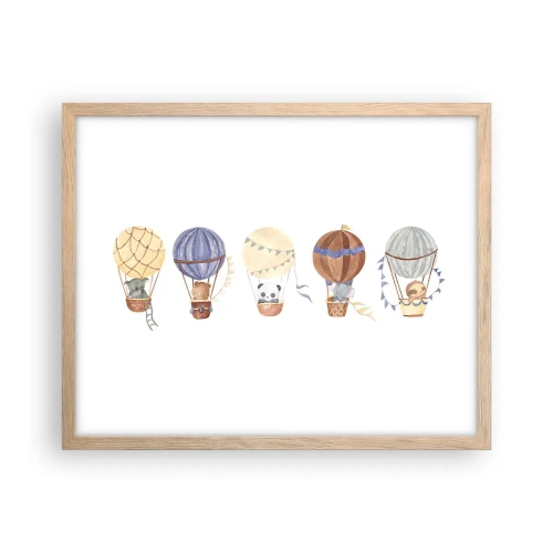 Pôster com moldura de carvalho claro - Amigos em movimento - 50x40 cm