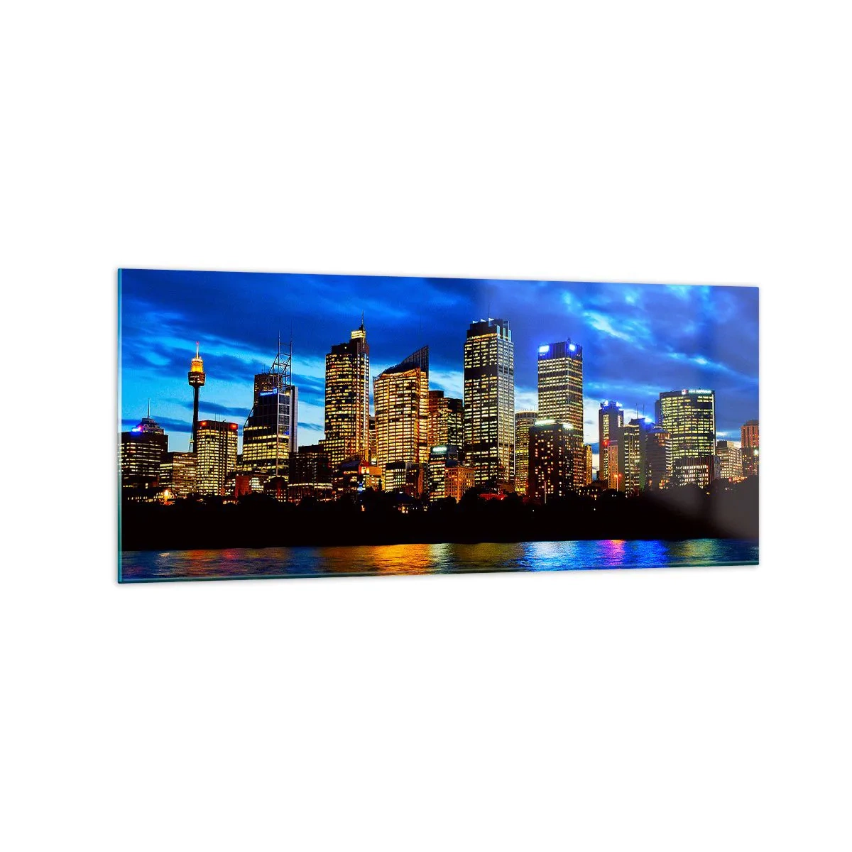 Quadro em vidro - Uma noite de luzes e cores - 120x50 cm
