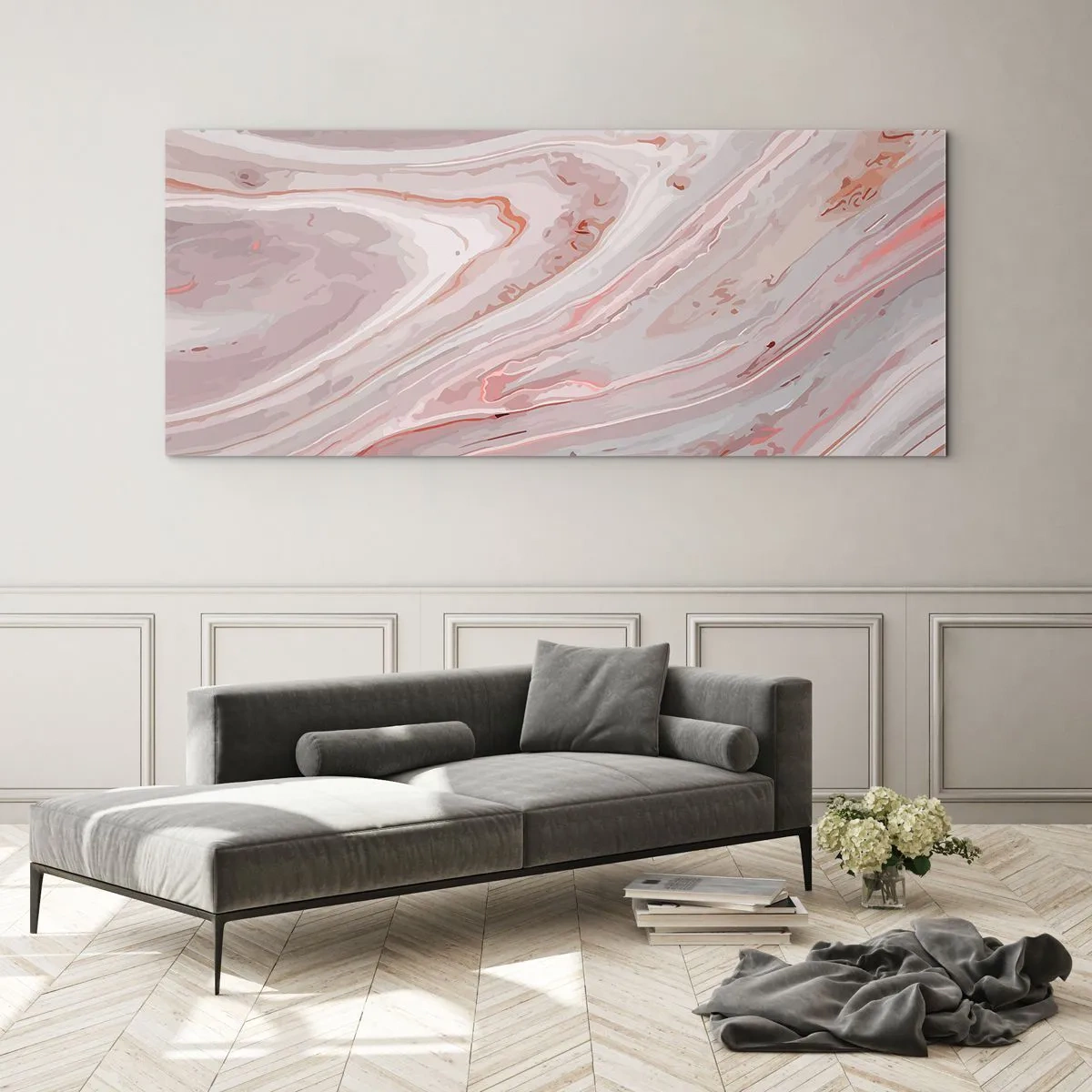 Quadro em vidro - Rosa líquido - 120x50 cm
