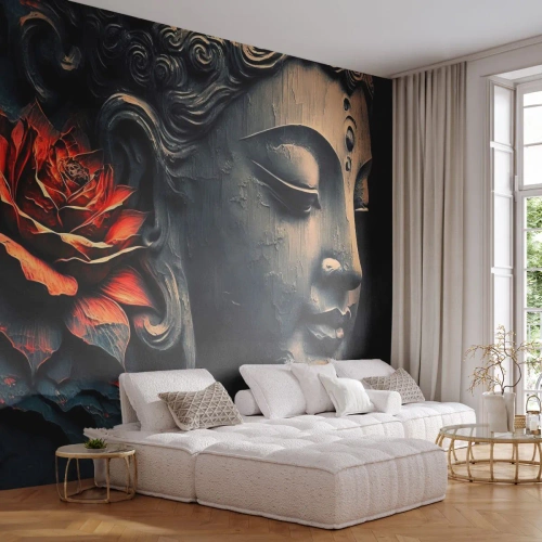 Papel de Parede Premium Sand - Em harmonia com o mundo - Buda, Índia, Meditação - 100x70 cm