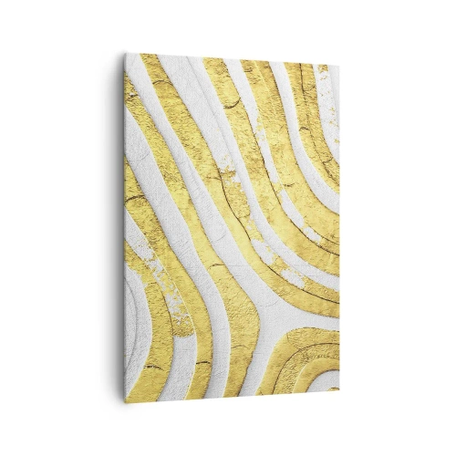 Quadro em tela - Composição a branco e ouro - 70x100 cm