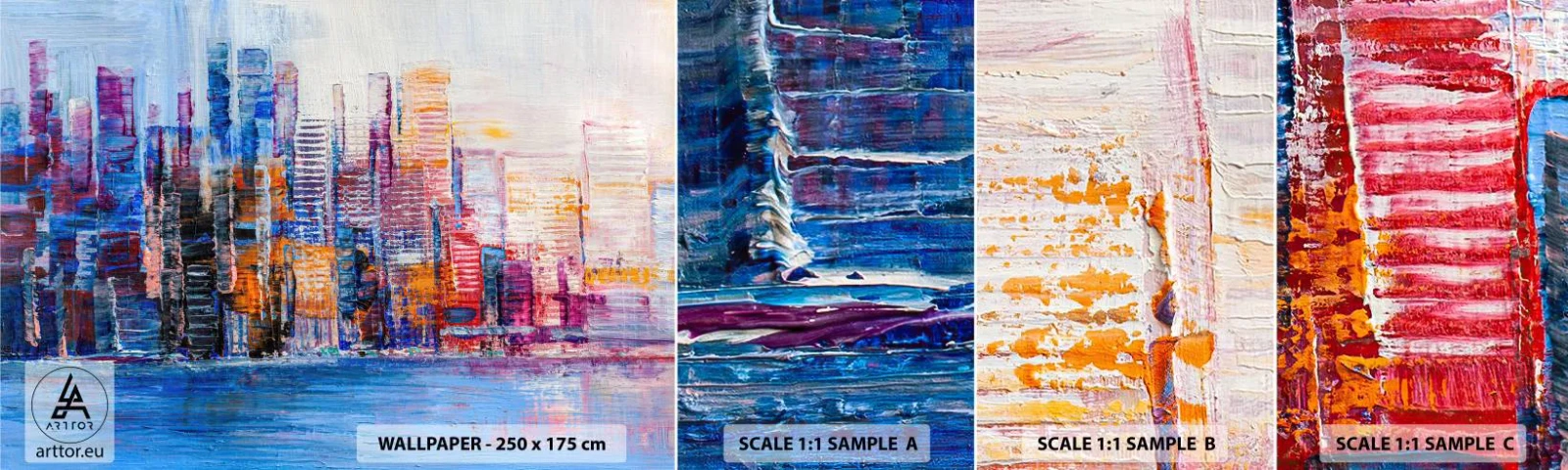 Amostra de Papel de Parede Standard Eco - Metrópole alegre - Cidade, Arquitetura, Arranha-céus - 100x30 cm