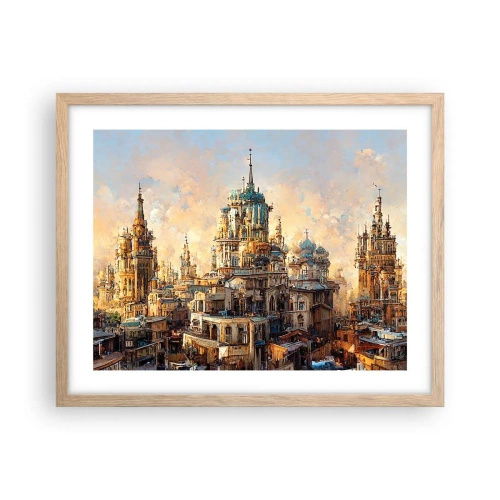 Pôster com moldura de carvalho claro - Cidade das cidades - 50x40 cm