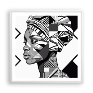 Pôster em moldura branca - Retrato étnico - 60x60 cm