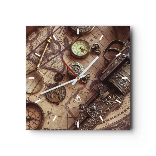 Relógio de parede - Relógio em vidro - A aventura nos chama - 30x30 cm