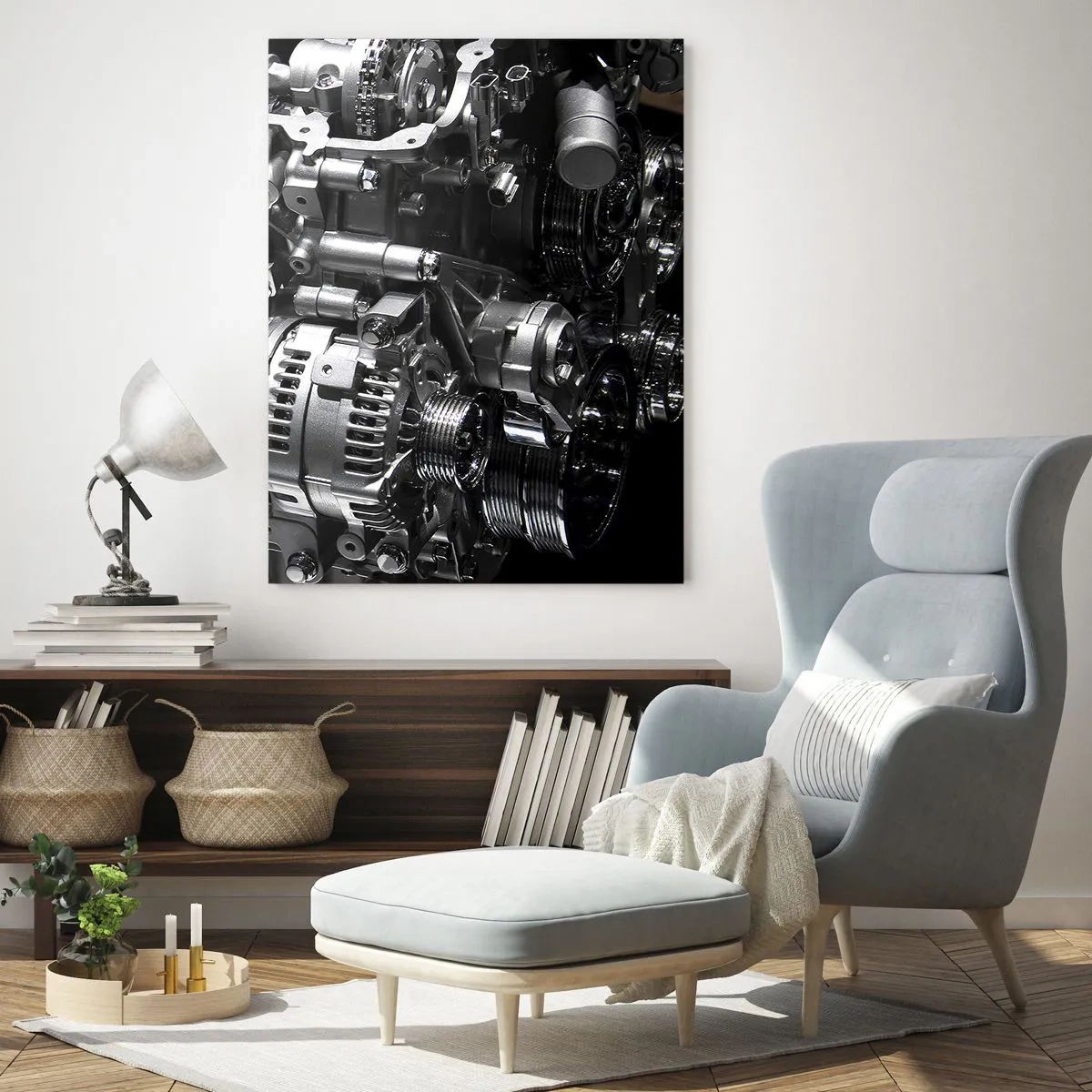 Quadro em vidro - Aço, belo, forte - 50x70 cm