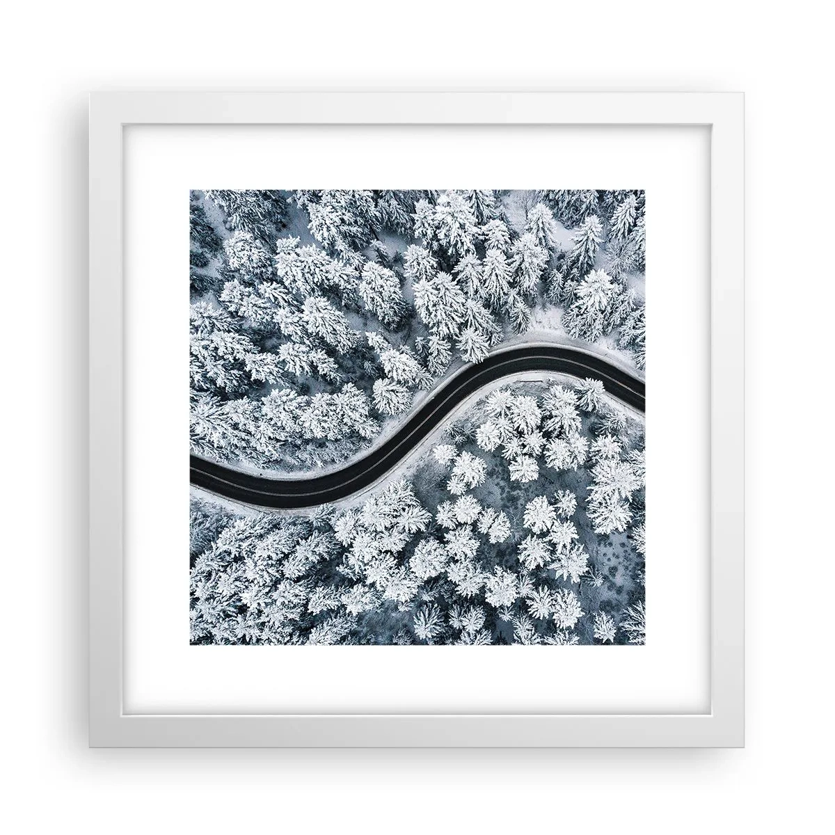 Pôster em moldura branca - Pelaa floresta no inverno - 30x30 cm
