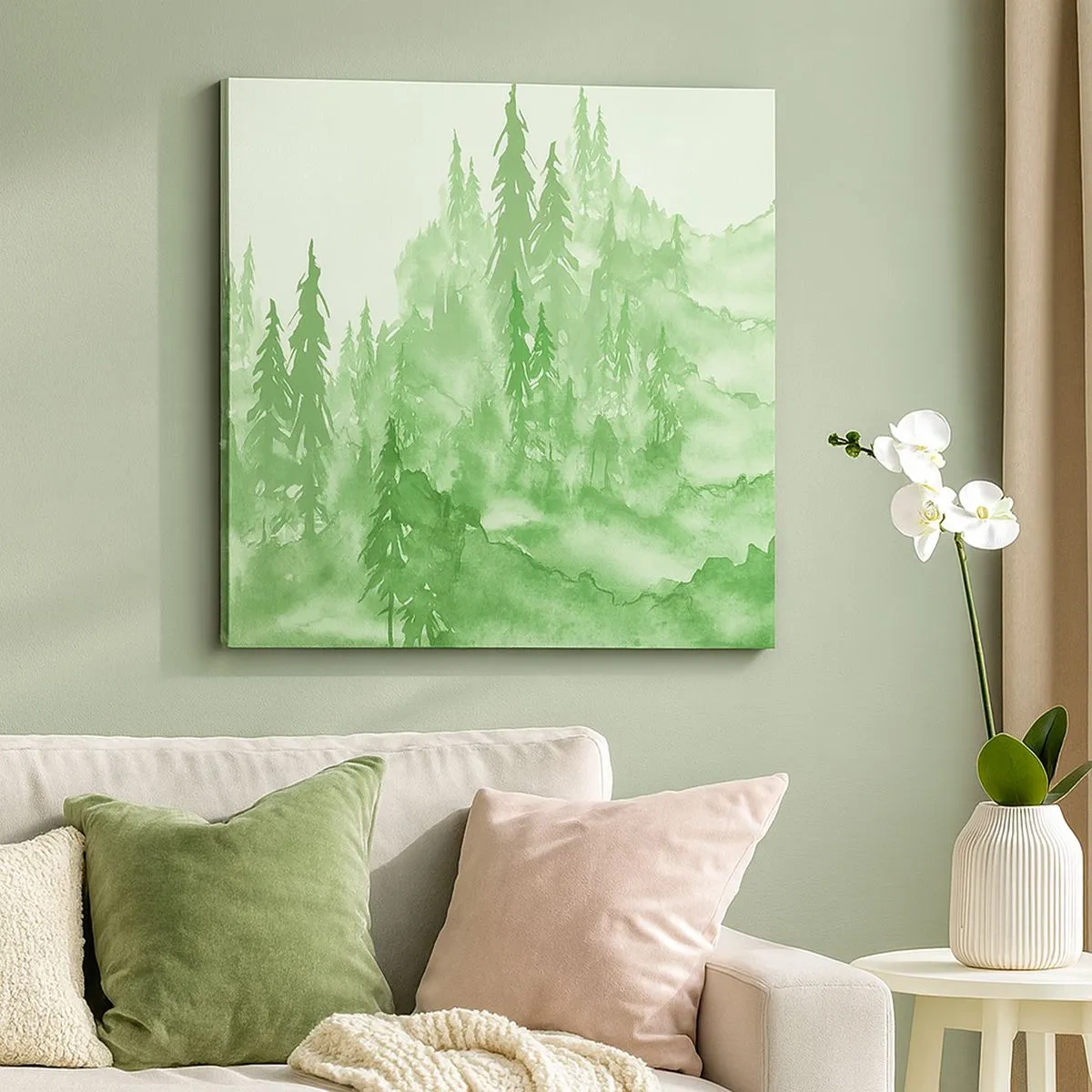 Quadro em tela - Desfocado pela névoa verde - 30x30 cm