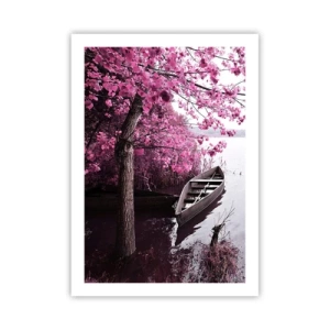 Pôster - Em silêncio cor-de-rosa - 50x70 cm