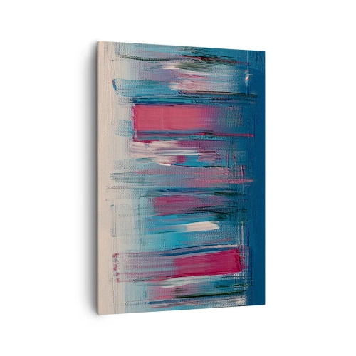 Quadro em tela - Composição vertical em azul e vermelho - 70x100 cm