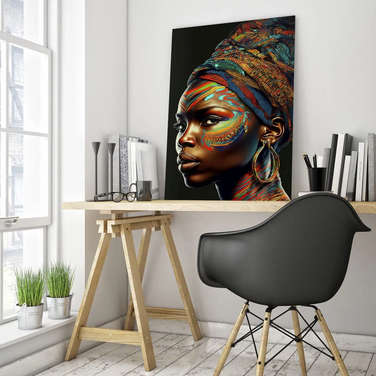 Quadro em vidro - Rainha africana - 70x100 cm