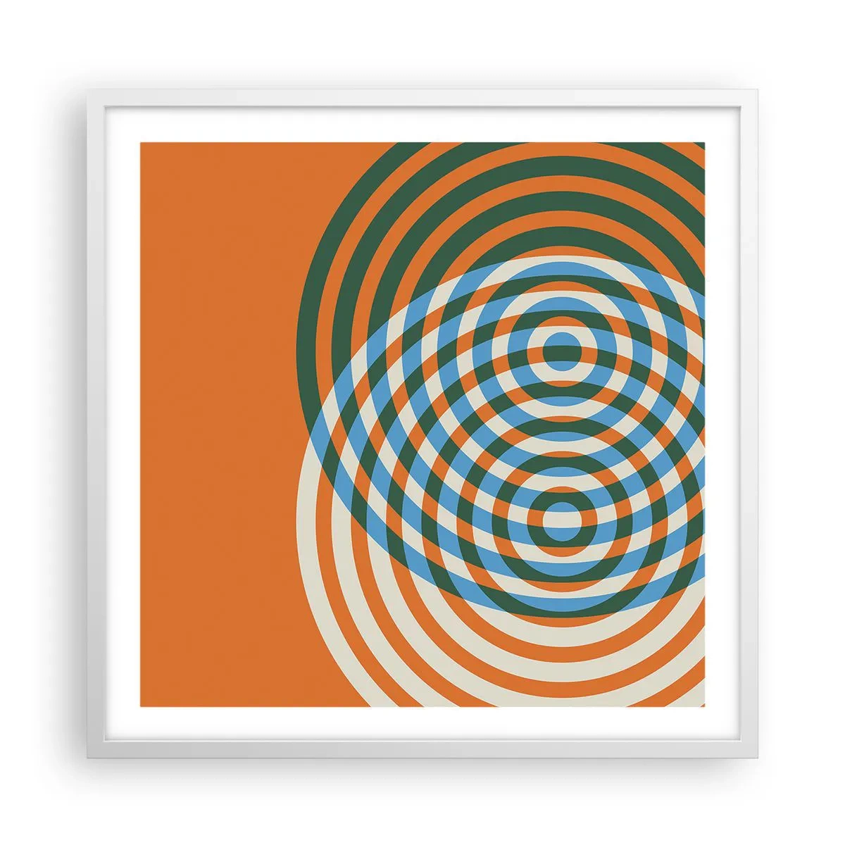 Pôster em moldura branca - Variação circular abstrata - 60x60 cm